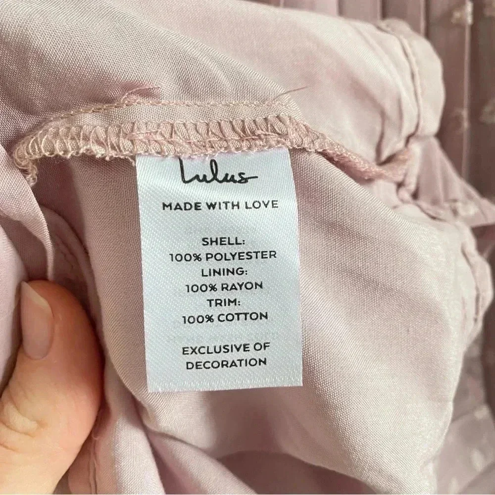 Lulus Poetic Love Mauve Swiss Dot Long Sleeve Pleated Mini Dress - Picture 7 of 13